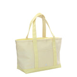 TRVL Medium Tote in Coated Canvas Natural With Gingham Buttercup Trim | Shop Bonnie Bee
