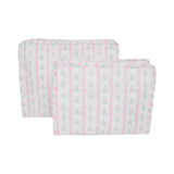 TRVL Roadie Large Zip Pouch in Ribbon Floral Pink | Shop Bonnie Bee
