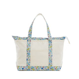 TRVL Medium Tote in Coated Canvas Natural With Posies Trim | Shop Bonnie Bee