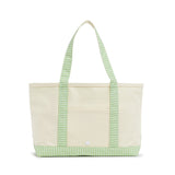 TRVL Medium Tote in Coated Canvas Natural With Gingham Leaf Trim | Shop Bonnie Bee