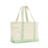TRVL Medium Tote in Coated Canvas Natural With Gingham Leaf Trim | Shop Bonnie Bee