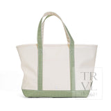 TRVL Maxi Canvas Tote - NATURAL CANVAS with Gingham Moss Trim