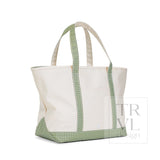 TRVL Maxi Canvas Tote - NATURAL CANVAS with Gingham Moss Trim – view 2