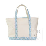 TRVL Maxi Canvas Tote - NATURAL CANVAS with Hamptons Floral Trim