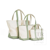 TRVL Medium Tote - Coated Canvas Natural With Gingham Moss Trim – view 3