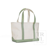 TRVL Medium Tote - Coated Canvas Natural With Gingham Moss Trim – view 2