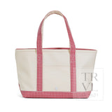 TRVL Medium Tote - Coated Canvas Natural With Red Trim