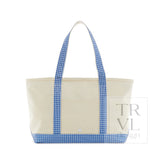TRVL Medium Tote - Coated Canvas Natural With Royal Trim