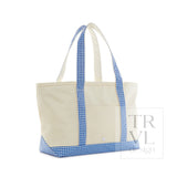 TRVL Medium Tote - Coated Canvas Natural With Royal Trim – view 2