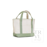 TRVL Mini Tote - Coated Canvas Natural With Gingham Moss Trim – view 2