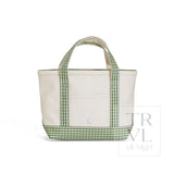 TRVL Mini Tote - Coated Canvas Natural With Gingham Moss Trim