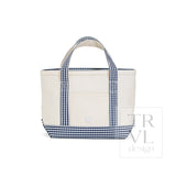 TRVL Mini Tote - Coated Canvas Natural With Gingham Navy Trim