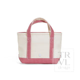 TRVL Mini Tote - Coated Canvas Natural With Gingham Red Trim