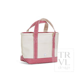 TRVL Mini Tote - Coated Canvas Natural With Gingham Red Trim – view 2
