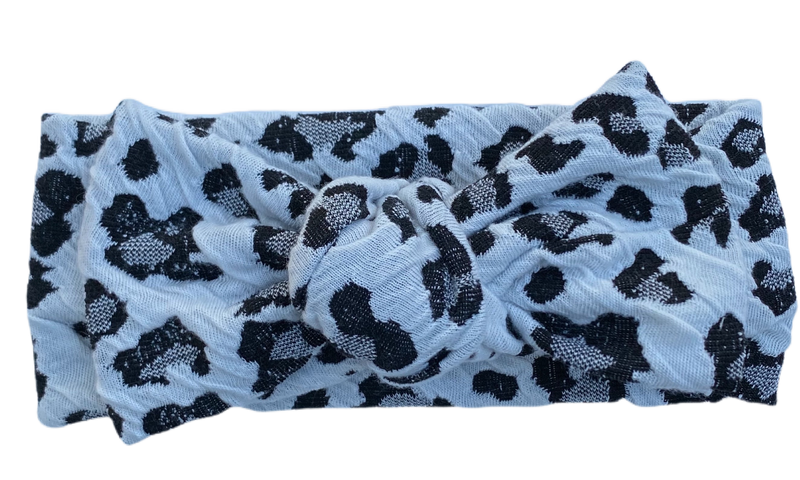 White Cheetah Knit Headband