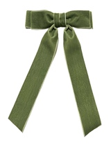 Meadow Green Tailored Double Loop Velvet Bows - Boutique Hair Bow | Shop Bonnie Bee