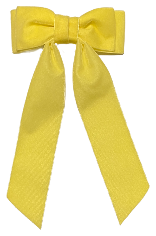 Lemon Yellow Tailored Double Loop Velvet Bows