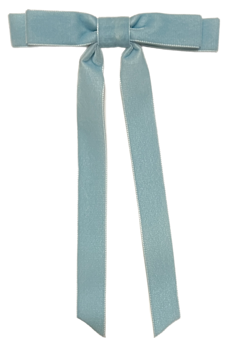 Sky Blue Tailored Double Loop Velvet Bows