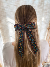 Midnight Floral Jacquard Tailored Double Loop Bow