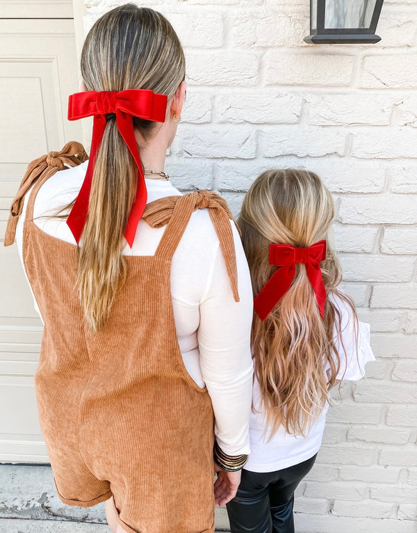 Rich Red Tailored Double Loop Velvet Bows